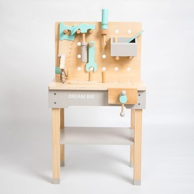 Hopscotch Squad Wooden Workbench & Tool Set & Accessories for Pretend Building L