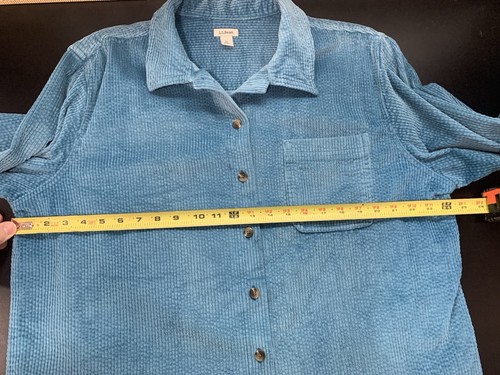 LL Bean Mujer’s XL Camisa Abotonada Chaqueta Verde Azulado Pana Algodón - Imagen 11 de 17