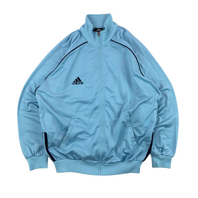 Vintage Adidas Track Jacket Light Blue Full Zip Black Logo M
