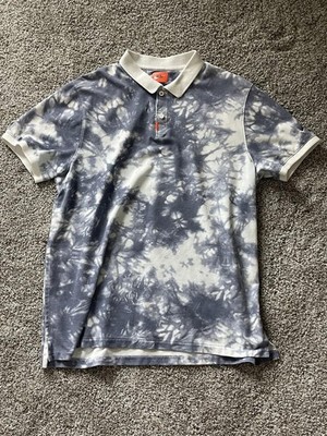 Nike Dri-FIT Polo Shirt XL Blue White Tie Dye Cloud Print