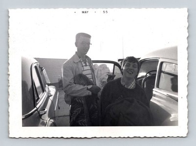 People Cars 1950s Snapshot Photograph Road Trip Americana Kodak