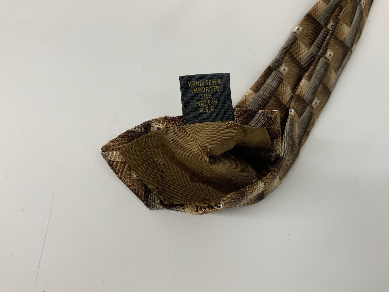 Robert Talbott Studio Neck Tie Brown Geometric Si… - image 6