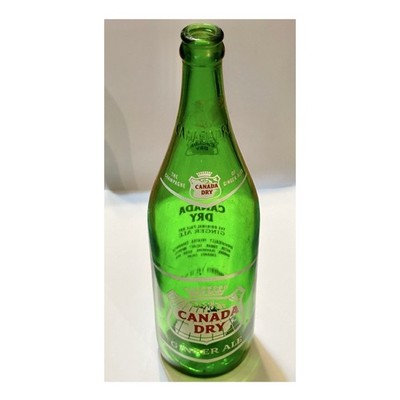 Vintage Canada Dry Ginger Ale ACL Bottle 28oz Laurens Glass Works SC Green Glass