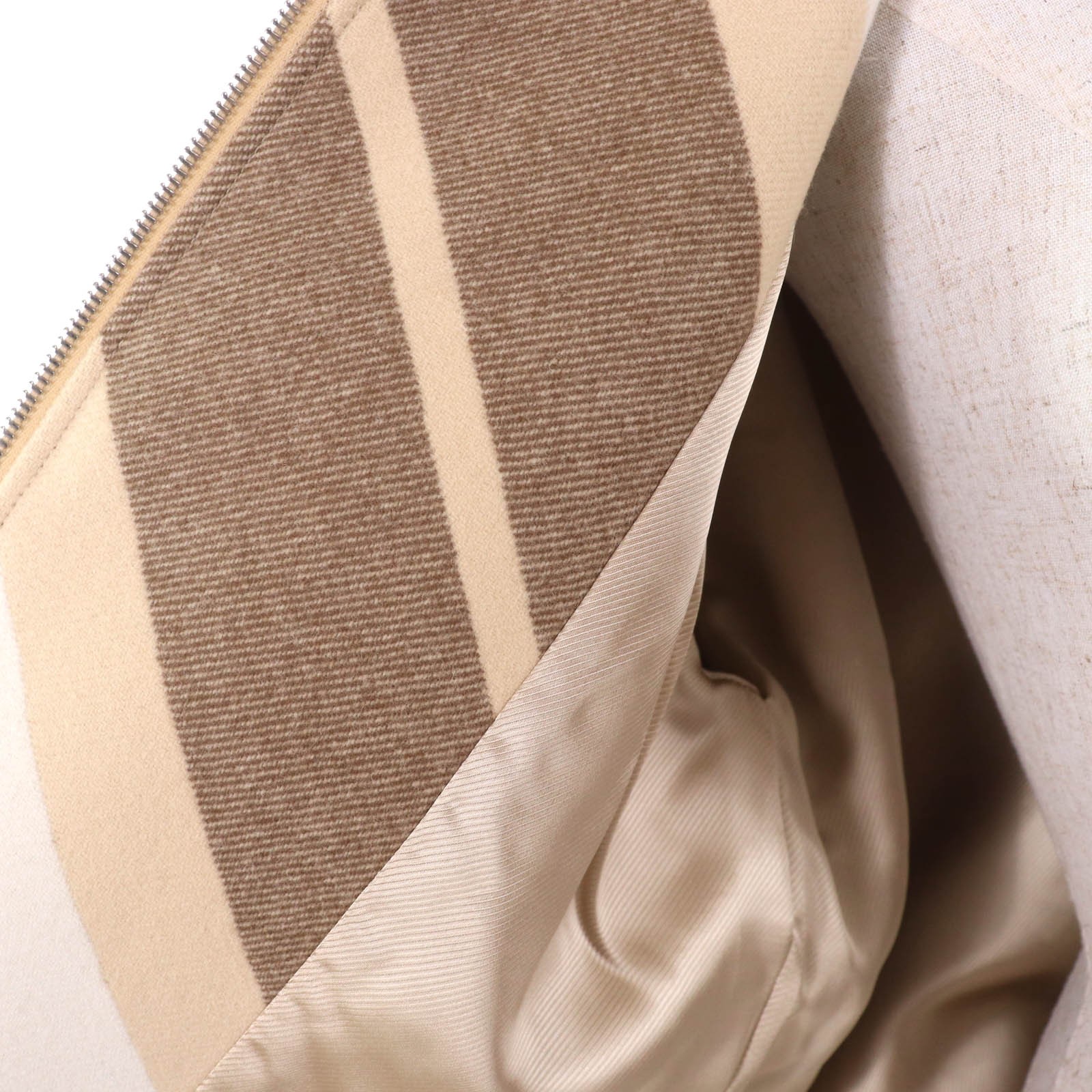 HERMES coat Leather zip raglan sleeve mosaic Beige brown wool Women 36 2H0133DI thumbnail 5