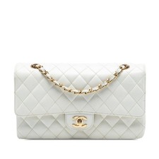 Authenticated Chanel Medium Classic Caviar Double Flap Ivory Leather