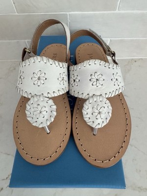 Jack Rogers Toddler Jacks Flat Sandal White Leather Size 10 New In Box 106 WHITE