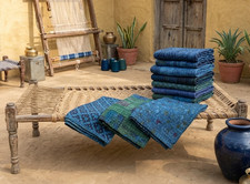 Wholesale Lot Natural indigo dyed cotton kantha quilts reversible blanket throw