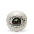 Unusual Ceramic White Green Eye Eyeball Round Art Object Tabletop Decor Piece