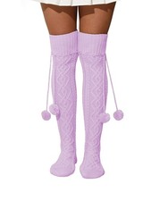 Women's Thigh High Socks Extra Long Cable Knit Over the Knee Socks Knee High ...