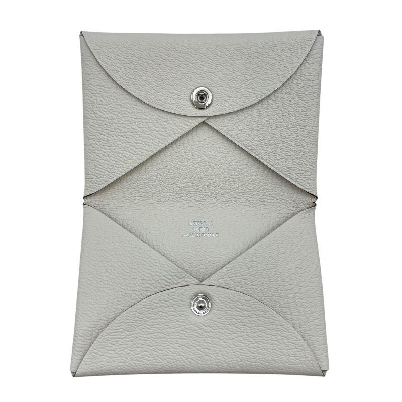 Hermes Calvi Card Case Chevre Craie 4.1in Women's Pre-owned thumbnail 6
