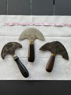 Lot Of 3 Vintage Round Half Moon Head Leather Working Knife Osborne W. ROSE