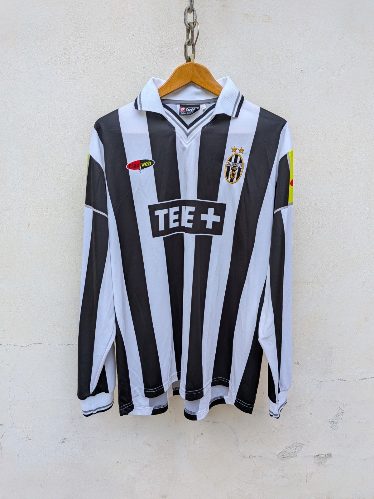 Rare Juventus 2000/2001 Tudor match issued longsleeve Lotto Ciao web home shirt