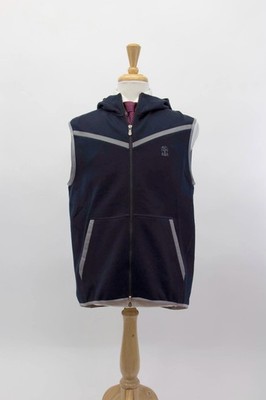 NWT $2600 Brunello Cucinelli Men's Hooded Vest With Logo Accents Size M  A262
