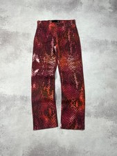 Just Cavalli Snake Print Jeans Red Python Pattern Y2K Designer Low Rise Italy