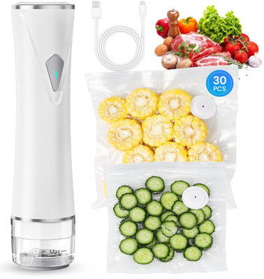 Sellador de alimentos portátil con tanque visible y 30 bolsas reutilizables