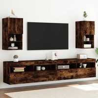 Tv-Schr?Nke Mit Led-Leuchten 2 Stk. R?Uchereiche 30,5X30X60 Cm