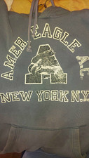 American Eagle Outfitters Women's Gray Fleece Cotton NY Logo Hoodie L