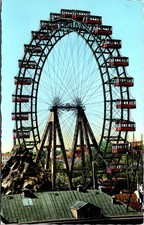 Vienna Prater Giant Wheel Postcard Riesenrad Vintage Handwritten Postmark B63