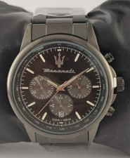 Orologio da Polso Uomo Maserati Cronografo Quadrante Nero "Data" Cinturino Acciaio Inox