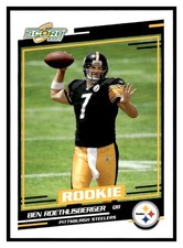 2004 Score 381 Ben Roethlisberger Rookie RC Pittsburgh Steelers card. rookie card picture