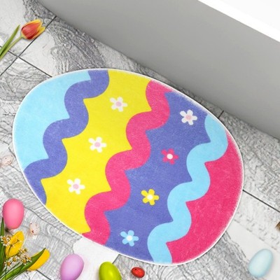 Easter Egg Bathroom Rug, Soft 27.6 x 19.7 Inches Microfiber Bunny Mat Floor R...
