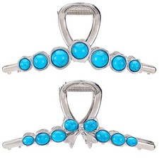 SINIDE Turquoise Blue Stone Hair Claw Clips, Large Metal Retro