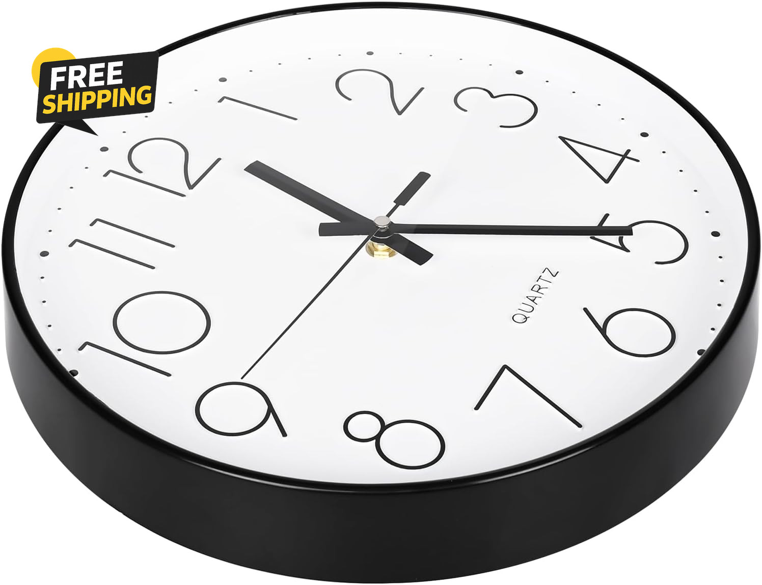 8 Inch Small Black Wall Clocks Silent Non Ticking Battery