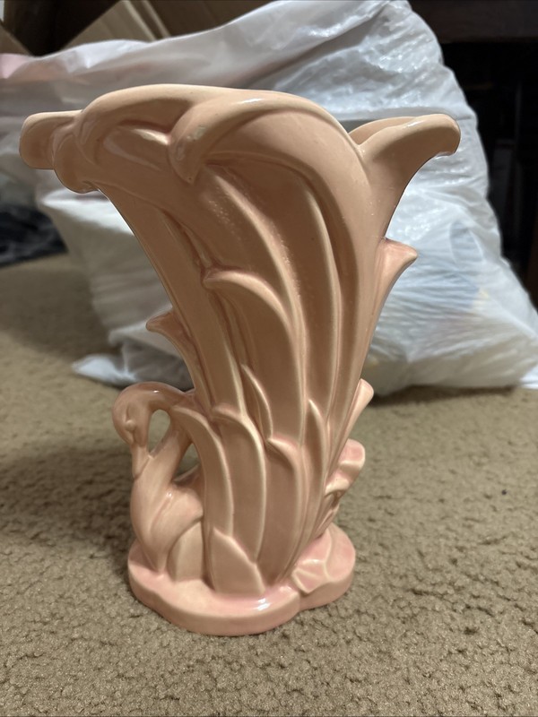 Vintage McCoy Pottery Swan Vase Pink Mid Century