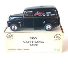 Vintage 1990 ERTL Die Cast 1950 Chevy Panel Truck Bank  BLACK  New in Box