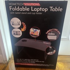 Portable Laptop Desk with Cup Holder, Tablet Slot, and Lifting Handle - Foldable