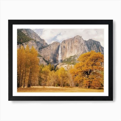 Herbst Berg Wasserfall Kunstdruck gerahmtes Wandbild Poster Leinwanddruck Bild
