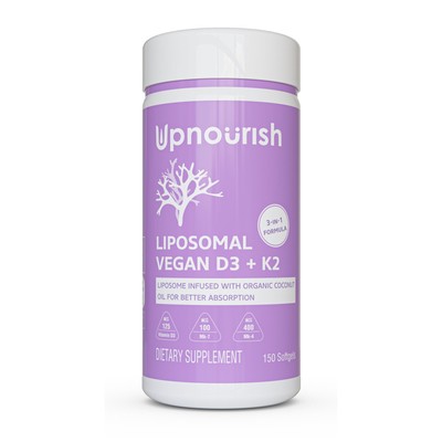 Certified Vegan Vitamin D3 5000 IU K2 MK4 MK7 500 mcg Supplement, 150 Softgel...