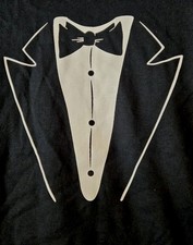 Tuxedo Shirts for Men Suit with Bow Tie Funny Wedding Bachelor Party Halloween M