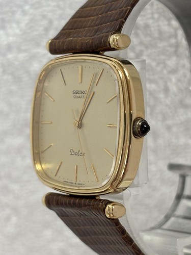 Vintege Seiko Dolce 5931-5400 Gold Tank Quartz Mens Watch From JAPAN - Picture 2 of 9