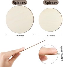 10 Pieces 6 Inch/ 8 Inch Unfinished Wooden Circles Round Wood for Crafts Christm