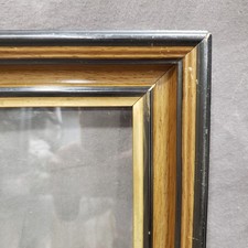Vtg Wood Picture Frame 12x16 Black Gold Layered Molding Traditional Wall Decor