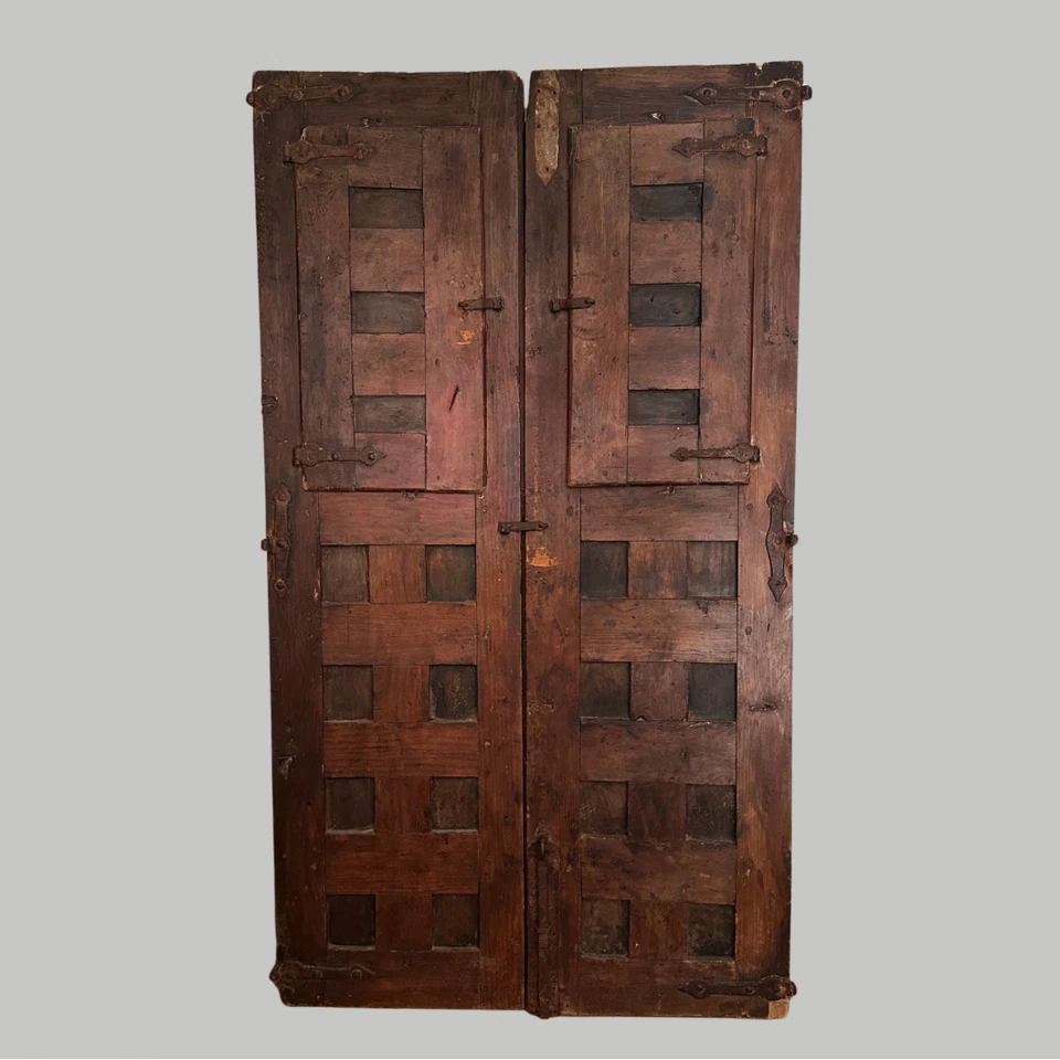 Antique Solid Heavy Double Doors 74.5" x 42"  - Image 3 of 4