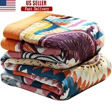Soft Cozy Double Sided Boho Throw Blanket Cotton Lightweight Decorative Accents