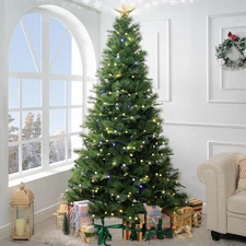 Evangeline 6.5ft Rotating Christmas Tree with Star Projector, 1024 Branch Tips,
