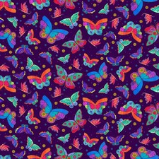 1/2 Yard Fabric - Fantasticats Dark Purple by Laurel Burch - Clothworks