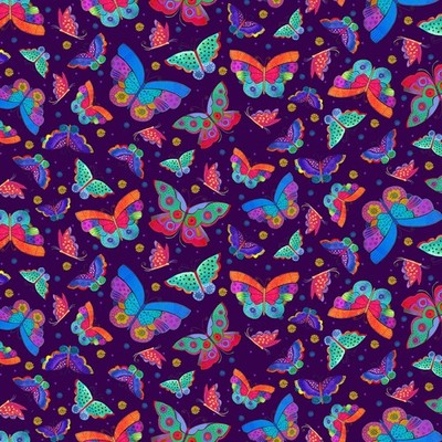 1/2 Yard Fabric - Fantasticats | Dark Purple by Laurel Burch - Clothworks