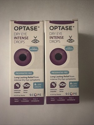 LOT OF TWO - OPTASE Dry Eye Intense Drops Step 3 Hydrate .33 Fl Oz  Exp 2028+