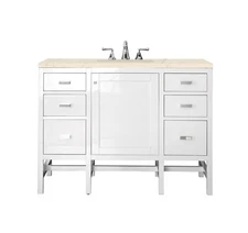 48" James Martin Addison E444-V48-GW-3EMR White 3 CM Eternal Marfil Top Vanity