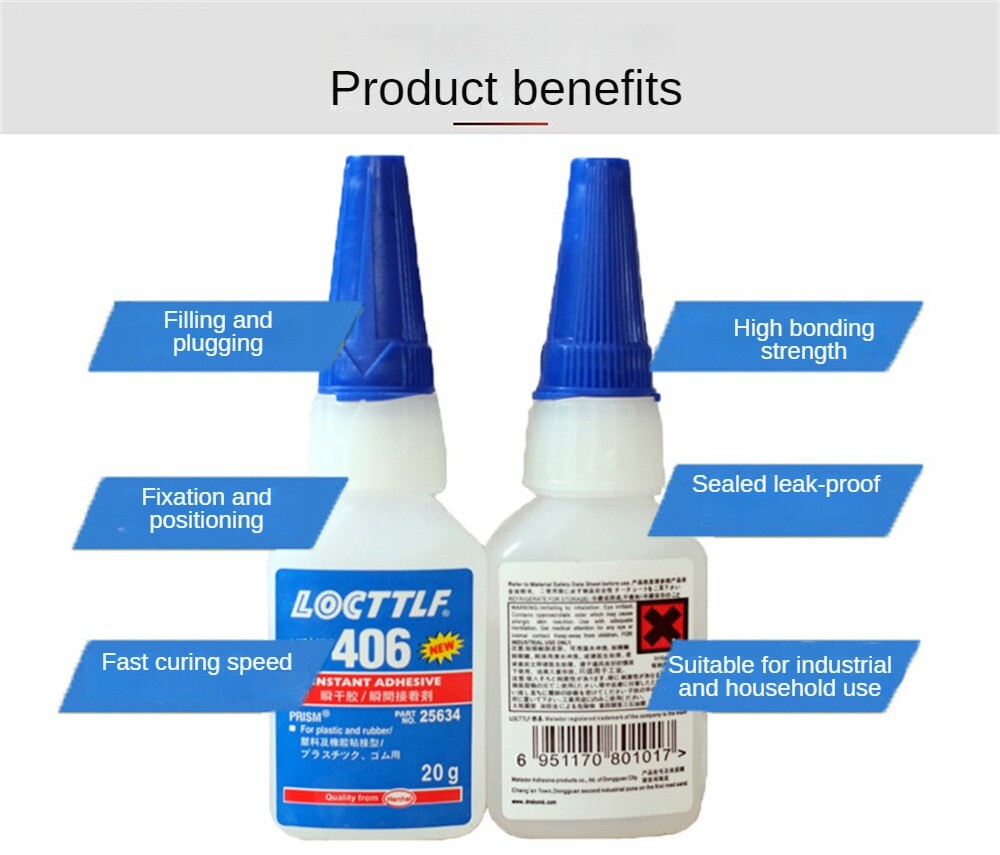 New Loctite 406 20gm Instant Adhesive Super Glue for Plastic & Rubber