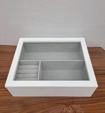 Loft By Umbra Olivia Glass Door Jewerly Box White 10"x8"x3"