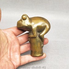 Brass Frog Statue Walking Stick Cane Head Handle Collection DIY