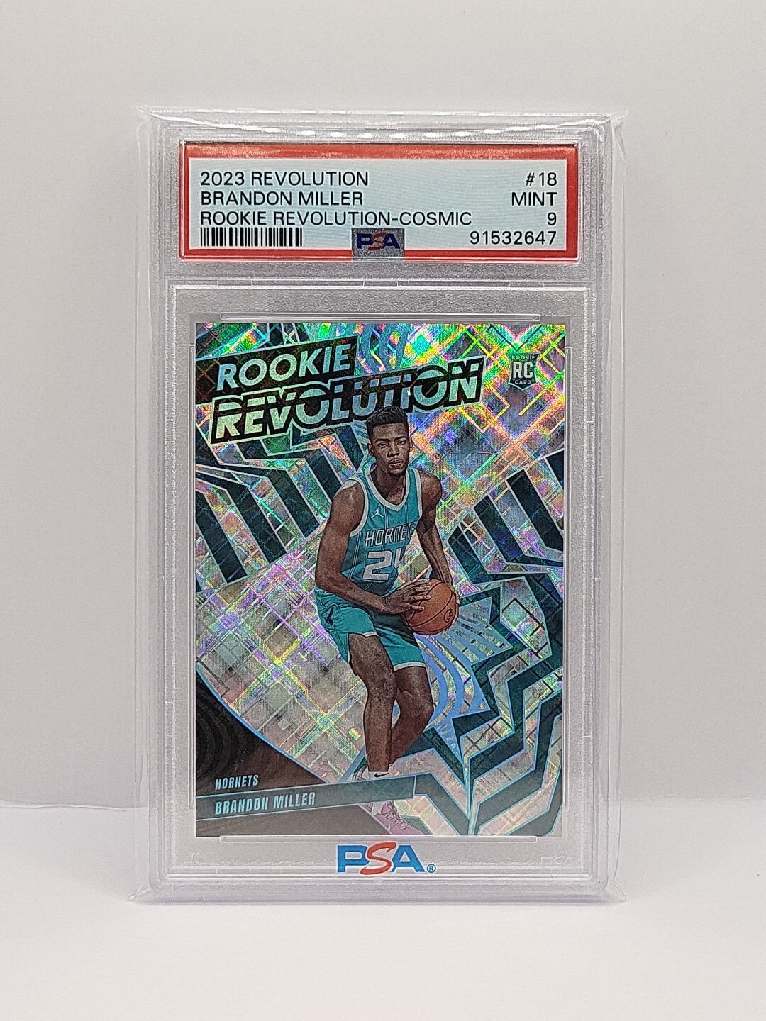 2023-24 Revolution Brandon Miller Cosmic Rookie RC #d/99 Hornets PSA 9