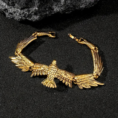 Mens Retro-Inspired Bangle Unique Eagle Element Accent Fashionable