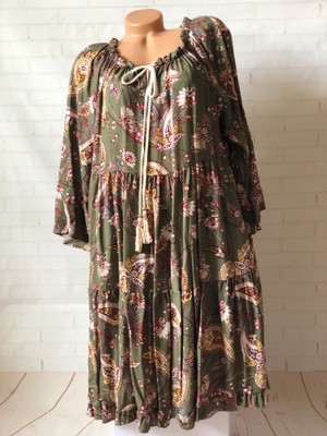 ITALY Hippie Ibiza Bohemian HÃ¤ngerchen Tunika Kleid Boho GrÃ¼n Gr.38 40 42 NEW | eBay