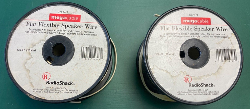 200 feet Megacable  Flat Speaker Wire,  2-Conductor, 16AWG, 2-100ft Rolls,Cu